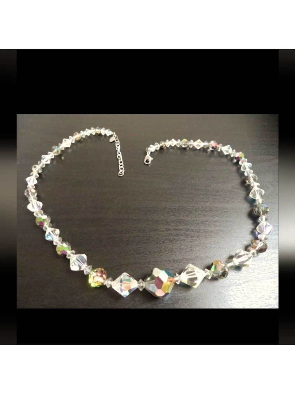 VINTAGE SIGNED MONET SMOKED HELIOTROPE GLASS 20" NECKLACE
